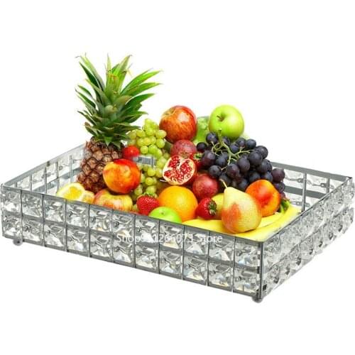 Selling Crystal Tray Rectangular Glass Tray Living Room Household Fruit Tray Cosmetic Storage Tray Wedding Props