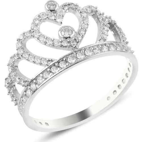 Silver 925 Sterling Zircon Crown Ring