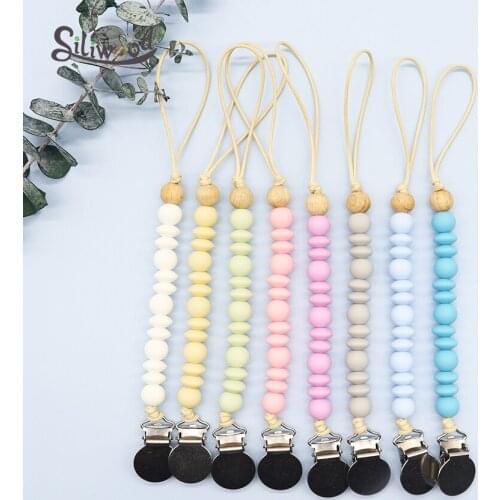 Silicone Pacifier Clip Baby Pacifier Holder Soother Chain Infant Nipple Accessories BPA Free Teething Silicone Beads Dummy Clips