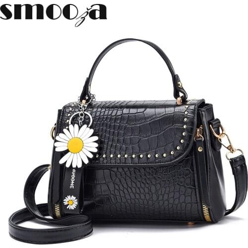 SMOOZA Women Handbags Female Crossbody Bags Fashion Mini Alligator Shoulder Bag For Teenager Girls With Small Daisy Decoration