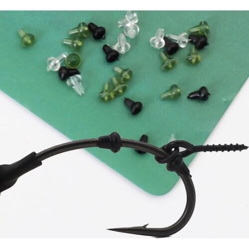 200PCS Soft Carp Fishing Hook Stoper Sliding Hooks Holder Terminal Tackle Rubber Pop Up Set Up Rig Shank Beads Rig Stopper Pesca