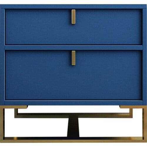 Light luxury bedside table top grade stainless steel metal simple style bedroom storage side cabinet