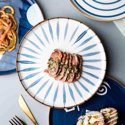 Tableware Plates Japanese Porcelain Dinner Plates Western Food Steak Pizza Noodle Salad Dishes and Plates Sets Decoration