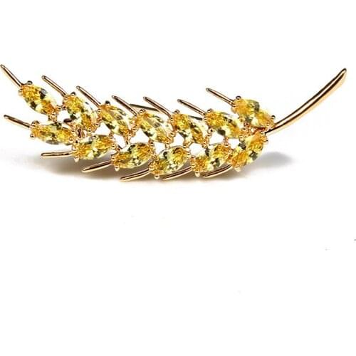 LADYCHIC Yellow Color Wheat Ears Brooches for Women & Men Fashion Simple Design Plant Brooch Pin High Quality Jewelry LH1012