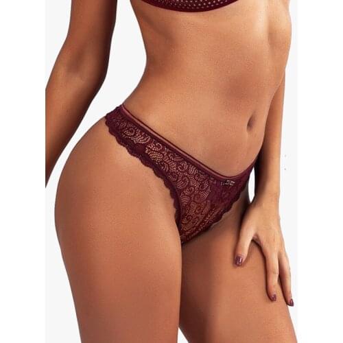 Women Sexy Lace Panties Lingerie T-Back Briefs Low-rise Underwear Thong Girls Fashion Cute Bow Transparent Underpants