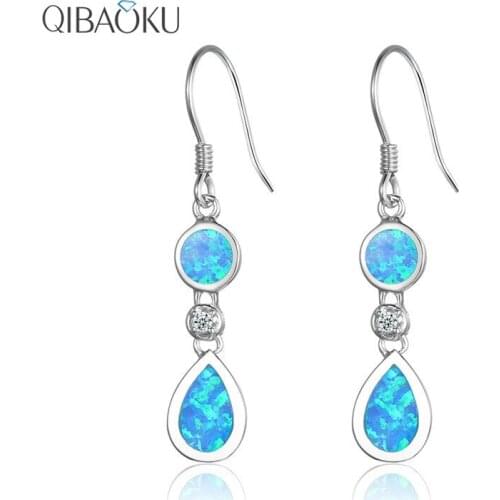 925 Sterling Silver Earrings Shining Blue Opal Zircon Stud Earrings for Women Silver Earrings Fashion Ear Jewelry