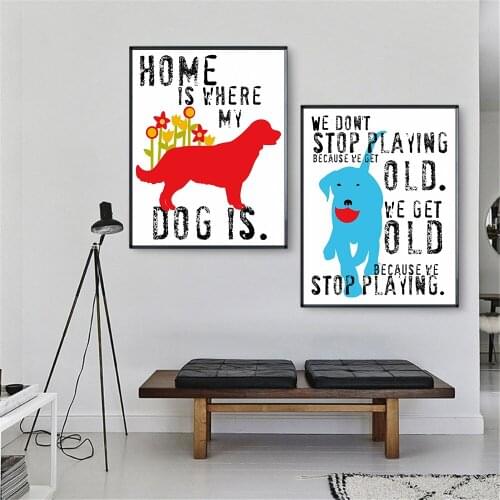Animals Watercolor My Dog Home Quotes Wall Painting Canvas Pictures for Living Room Home Decor Cuadros Decoracion Drop Shipping