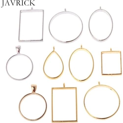 10 Pcs/Set Geometric Round Square Frame Hollow DIY Epoxy Resin Crafts Metal Frames Jewelry Making Necklace Pendant Charms