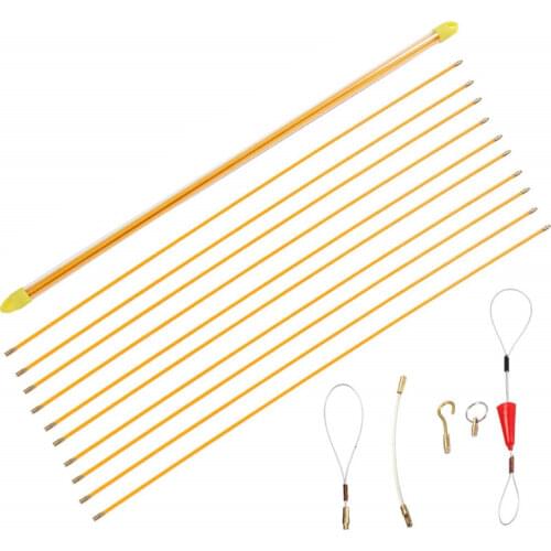 10Pcs/Set 4mm x 1M Fiberglass Cable Push Puller Running Cable Wire Kit Wall Electrical Cable Installing Rods Wiring Accessories