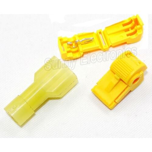 100x Yellow 12-10 AWG T-TAPS & MALE WIRE CONNECTORS SPLICE ELECTRICAL WIRING Insulated Wire Terminal