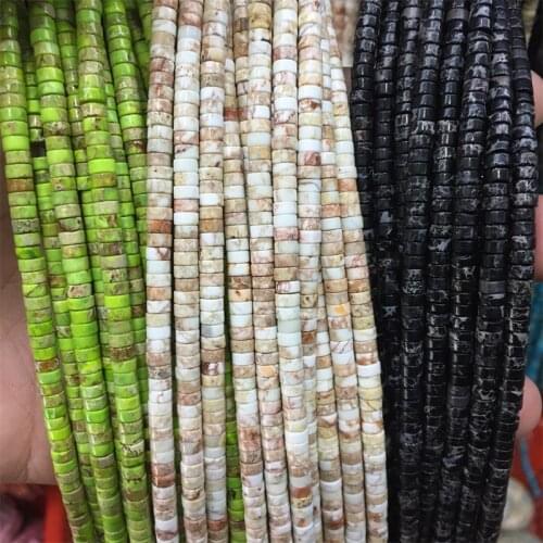 2*4MM Heishi Green Rose Red Jasper Gemstone Small Natural Stone Rondelle Disc Seed Spacer Little Bead for Jewelry Bracelet Diy