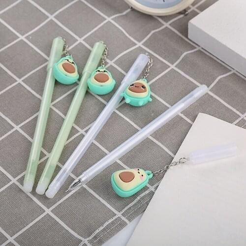 20 pcs Creative Oil Fruit Pendants Gel Pen Cute Student Exam Black Ball Pen Cartoon Office Signature Pen