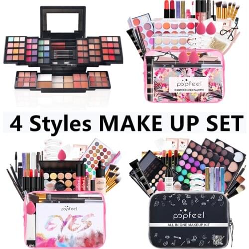 4 Styles Makeup Sets Eyeshadow Palette Shadow Lipstick for beginners full set of beauty gift box All In One Cosmetics Kit TSLM1