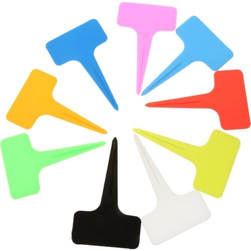 50Pcs Plastic Plant Flower Tags Markers Reusable Bonsai Planting Nursery Garden Labels Sign T-typed Gardening Labels Plant Tags