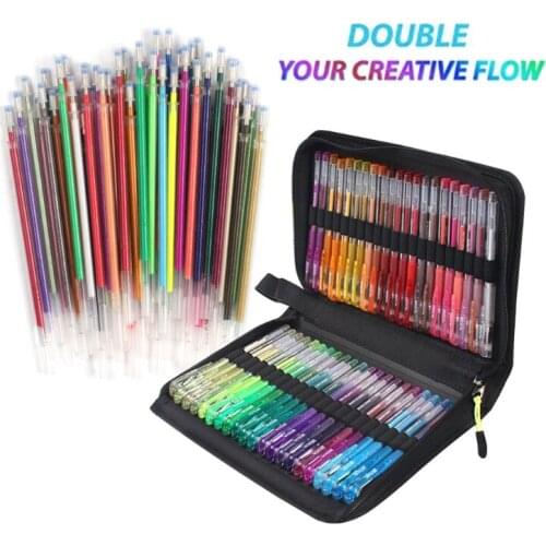 60 Pcs 1.0mm Colored Gel Pens with Storage Bag Coloring Drawing Markers Writing Tool Office School Stationery