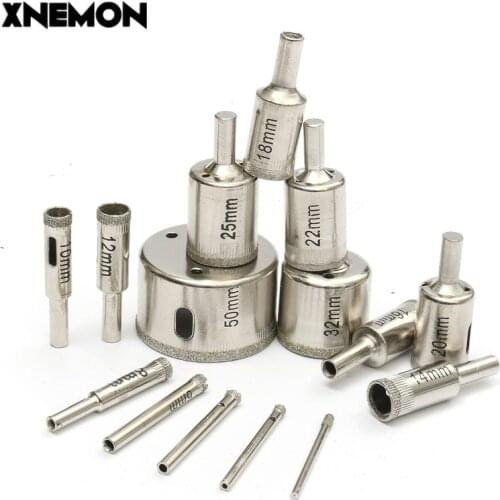 XNEMON 15pc 3-50mm Alloy Silver Diamond Drill Bit Holes Saw Cutter Tool 3 4 5 6 8 10 12 14 16 18 20 22 25 32 50mm Diamond Coated