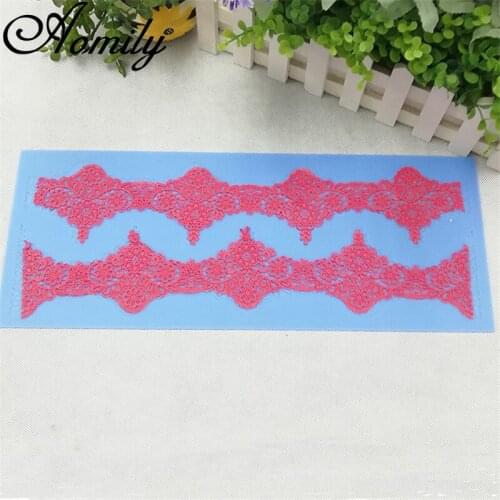 Aomily 40*15.8cm Lace Flowers Macrame Fondant Mold Cake Mousse Jelly Sugar Craft Chocolate Decorating Moulds DIY Baking Supplies