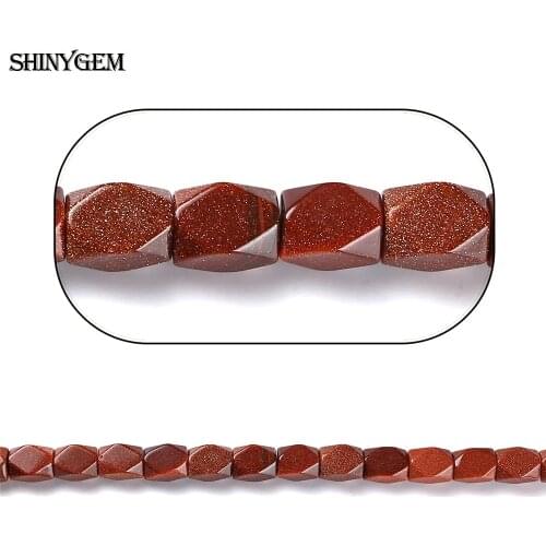 13*18mm Faceted Brown Natural Gold Sand Barrel Stone Loose Beads For DIY Jewelry Accessories Making Sparkly Polishing Gem 10pcs