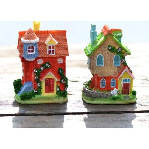 Cute Villa House Miniatura Dollhouse Garden Home Bonsai Decoration Mini Toy Miniature Resin Craft Ornaments Micro Decor DIY