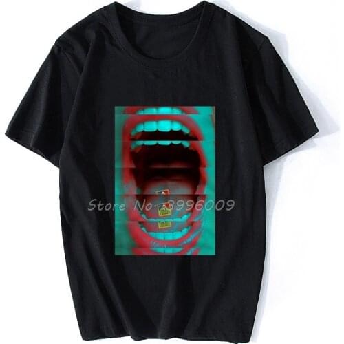 T Shirt Lsd Lips Acid Mdma Xtc Trippy Psychdelic Vaporwave Wasted Youth Eleven Cali Paris Men Cotton T Shirt Hip Hop Tees Tops
