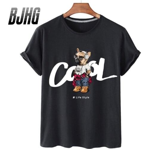 100% Cotton Earphone Cool Dog Print Short-sleeved T-shirt Female Half-sleeved Summer Casual Oversized T-shirt Ladies Shirt S-4XL