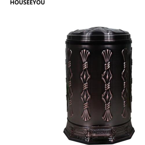 Classical Elegance Trash Can Stainless Steel Dustbin Environmentally Metal Garbage Can Home Ashbin Pedal Style Waste Bin 10L
