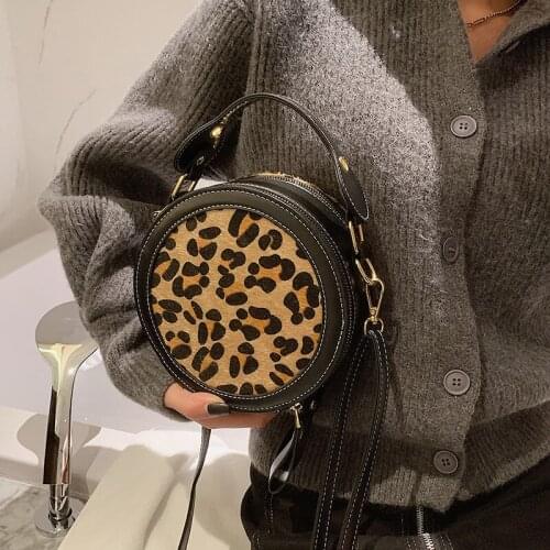 Retro Round Shoulder Bags For Women Designer Brand Hand Bag Ladies Nubuck Leather Crossbody Bags Horsehair Design Tote Handbags