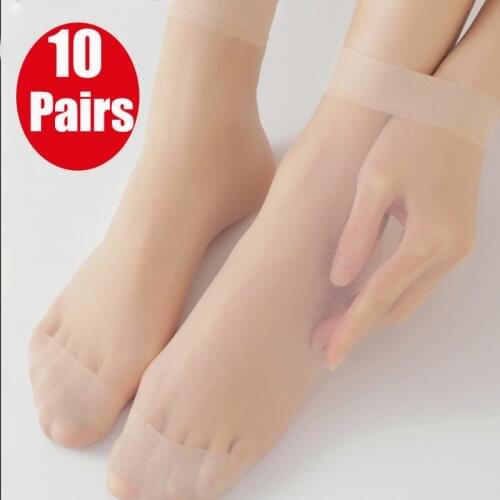 10 Pairs Summer Silk Transparent Glass Socks Women Cool Solid Color Ultra-thin Breathable Sexy Skin Sock Low-cost Wholesale