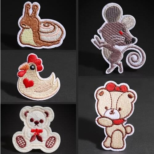 Cartoon animal embroidery patches hen snail teddy bear Childrens clothes decoration Mend a hole badge Stickers ironing sewing
