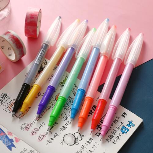 8pcs Jelly Color Gel Ink Pen Set 0.5mm Ballpoint Liner Drawing Paint Marker for Journal Notebook Stationery Office School A6096
