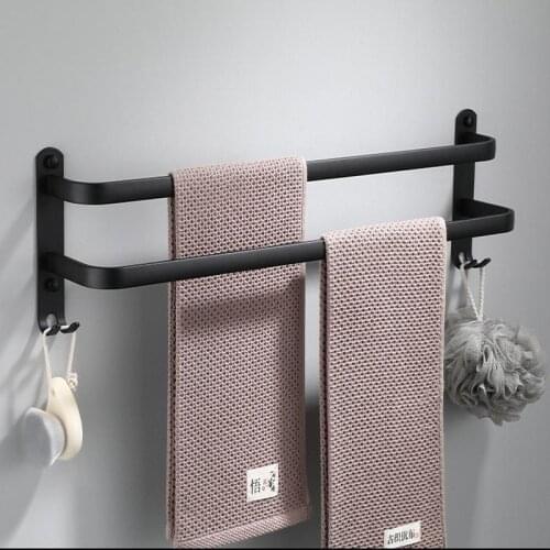 Matte Black Towel Hanger Wall Mounted 30-50 CM Towel Rack Bathroom Aluminum Black Towel Bar Rail Towel Holder