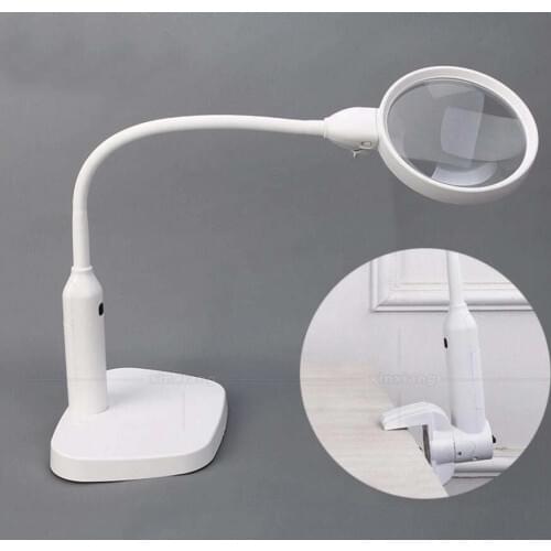 2X 5X Illuminated Desttop Table Magnifier Sewing Embroidery Magnifying Glass for Reading Watch Cellphone Repair with LED Lamps