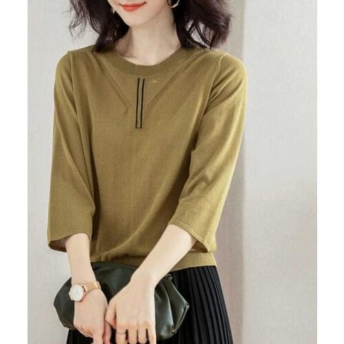 Summer 2020 new O-neck ice silk knitwear slim fit cover womens sweaters NS4641