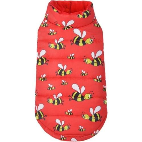 Dog Clothes Cute Bee Print Pet Dog Coat Winter Puppy Jacket Dogs Outfit Warm Chihuahua Dog Clothes For Small Dogs