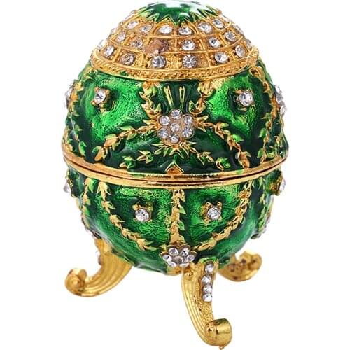 Easter Metal Crafts Embroidery Figurine Egg Case Jewelry Box Organizers Gift