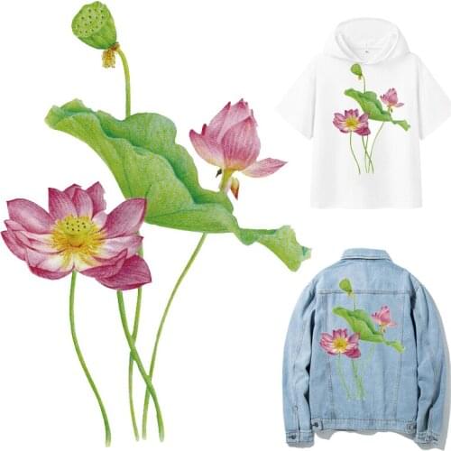 Flower Patch Fusible Iron-on Transfers for Clothing Thermoadhesive Patches on Clothes Diy Textile Stickers Lotus Applique Dress