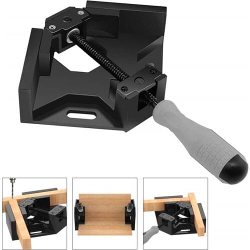 Carpenter Clip 90 Degree Adjustable Angle Clamp Woodworking Frame Clip Right Corner Aluminum Single Handle Tool Clamp (Black)
