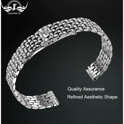 Stainles Steel Watchband Woman 10mm Quick Release for Fossil / Armani / CK Butterfly Buckle Watch Band Bracelet Silver
