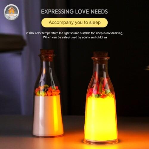RGB Creative Colorful Novelty Lights Drift Bottle USB Lamp LED Night Light Lamp Child Home Bedroom Lighting Decoration Kids Gift