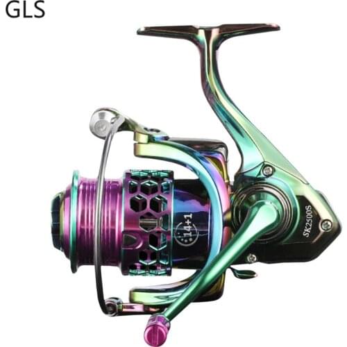 2021 Newest Saltwater/Freshwater 5.0:1 Fishing Coil Multicolor SK 800 1500 2500 Series Carved Spool Spinning Fishing Reel