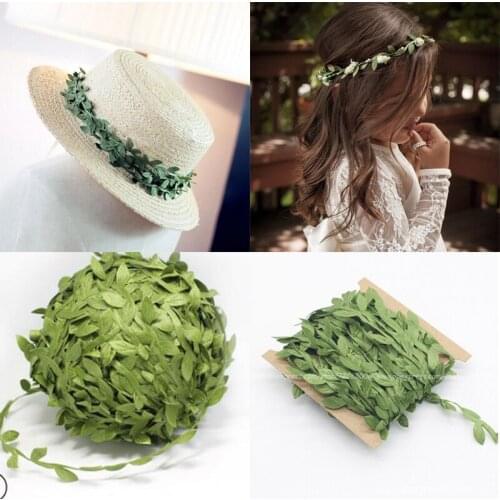 10 Meter Silk Leaf-Shaped Handmake Artificial green Leaves For Wedding Box Decoration Gift Arts Foliage Craft Wreath Fake Flower