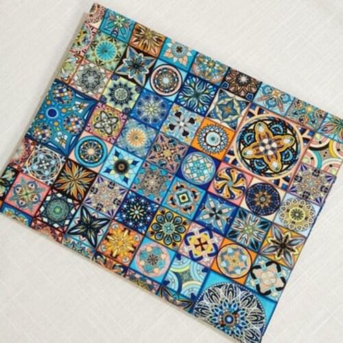 Graceful African Style Light Blue Square Check Geometry Patterns Printed Cotton Fabric 50x105cm Africa Fabric Patchwork Cloth Ba