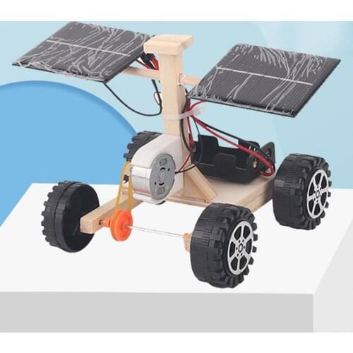 Creative DIY Science Solar Power Car Kit Wooden Experiment Steam Car Toy Parent-child Interaction Handmade Car Model