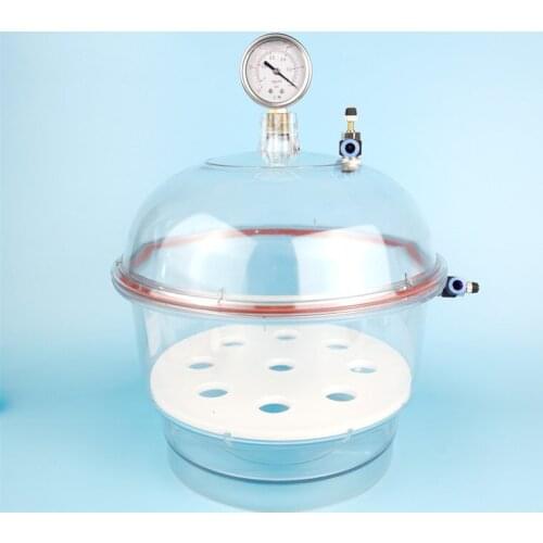150MM Polycarbonate Plastic Vacuum Dryer Laboratory Dessicator Dryer Vacuum Drying Storage Double Valve with Pressure Gauge
