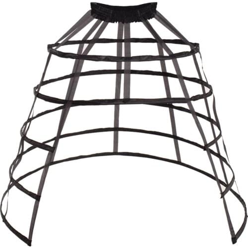 Women Caged Petticoat Underskirt Crinoline 5-Hoop Hollow Out Bustle Victorian Skirt Wedding Bridal Cosplay Slip Pannie