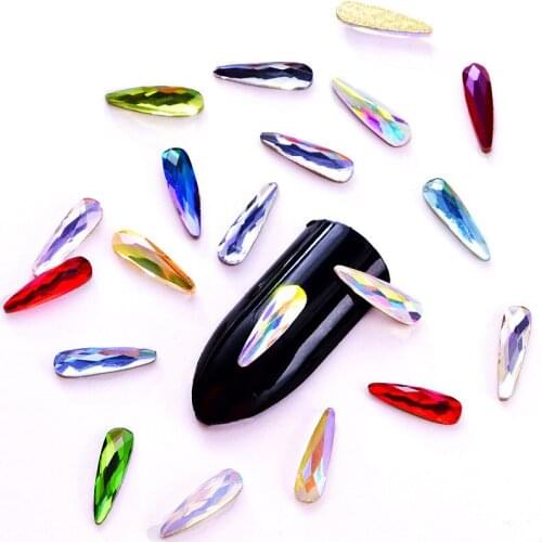 Upriver Free Shipping 20pcs/bag 20Color Nail Rhinestone Flatback Water-drop Shap Colorful Glass Stone For 3D Nail Art Decoration