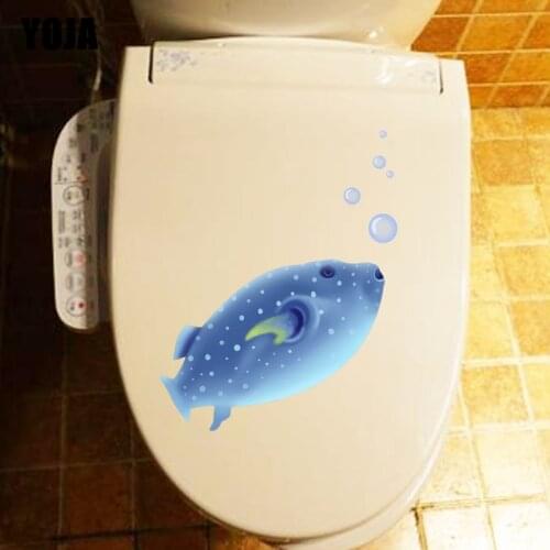 YOJA 20.9X24.1CM Submarine Aquatic Organisms Wall Sticker Bedroom Home Decor Toilet Decal Funny Fish T3-1095