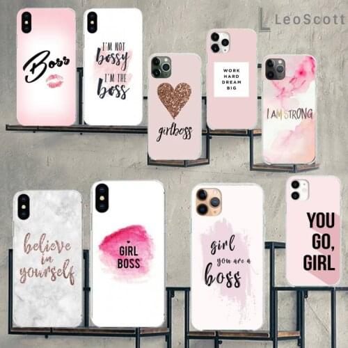 Girl Boss Pink Women power text slogan Phone Case For iphone 12 5 5s 5c se 6 6s 7 8 plus x xs xr 11 pro max mini