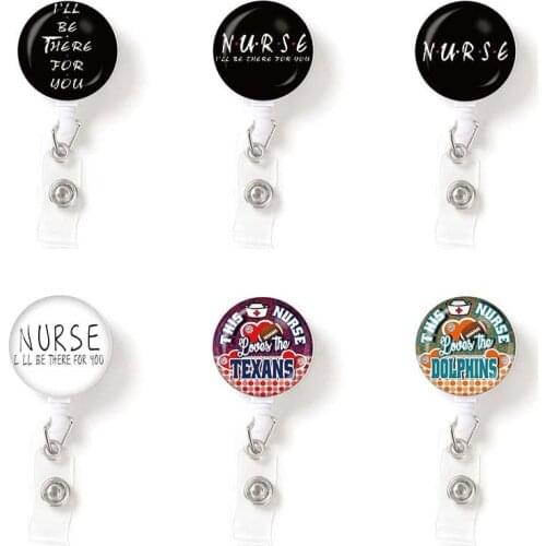 1PC Letter "Nurse" Stethoscope Badge Reel Badge Holder Clip Retractable ID Badge Holder with 360 Rotating Alligator Clip