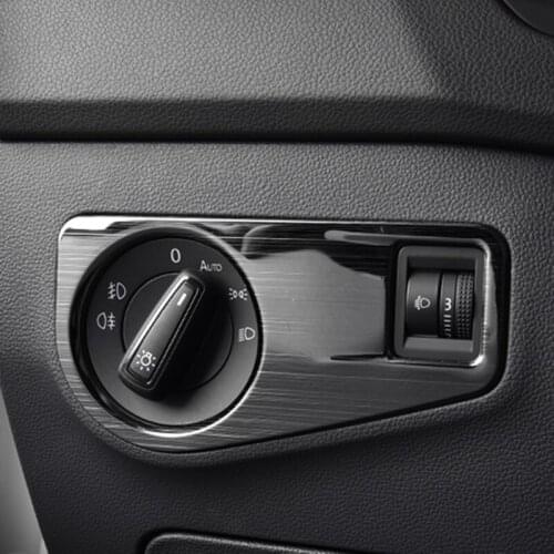 1PCS Stainless steel Headlight Switch Decoration Sticker For Volkswagen New Tiguan L 2017-2020 Auto accessories